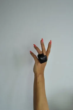 Pamono Large Sculptural Black Ring in Ebony, Denmark, 2000s><noscript><img width=