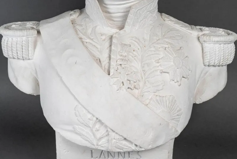 New Pamono Large Sculpture Bust of Marshal Lannes, 1700s-1800s, Plaster