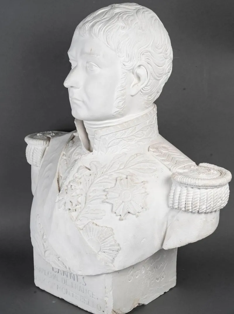 New Pamono Large Sculpture Bust of Marshal Lannes, 1700s-1800s, Plaster