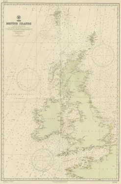 Sale Pamono Large Sea Chart of the British Islands, 1918