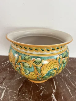 Pamono Large Sicilian Glazed Ceramic Cachepot from Santo Stefano Di Camastra, 1970s><noscript><img width=