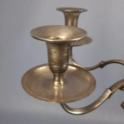 Pamono Large Silver Metal 5-Light Candelabra with Hexagonal Base, 1970s><noscript><img width=