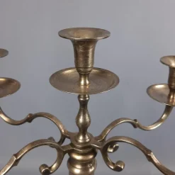 Pamono Large Silver Metal 5-Light Candelabra with Hexagonal Base, 1970s><noscript><img width=