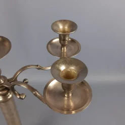 Pamono Large Silver Metal 5-Light Candelabra with Hexagonal Base, 1970s><noscript><img width=