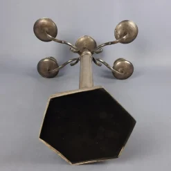 Pamono Large Silver Metal 5-Light Candelabra with Hexagonal Base, 1970s><noscript><img width=