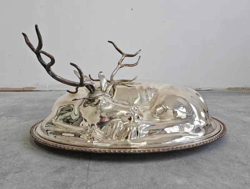 Best Pamono Large Silver Plated Covered Serving Platter attributed to Teghini Firenze, 1960s