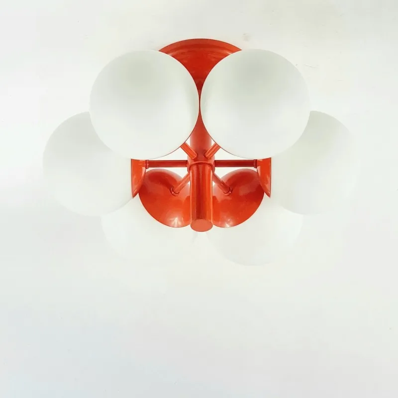 Pamono Large Space Age Sputnik Ceiling Light in Opal Glass from Kaiser Leuchten, 1960s> Ceiling Lights