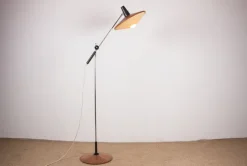 Pamono Large Steel and Teak Tilting Floor Lamp by Georges Frydman, 1960s> Floor Lamps