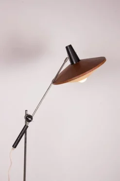 Pamono Large Steel and Teak Tilting Floor Lamp by Georges Frydman, 1960s><noscript><img width=