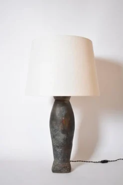 Pamono Large Stoneware Oblong Lamp from La Borne, 1970s> Table Lamps