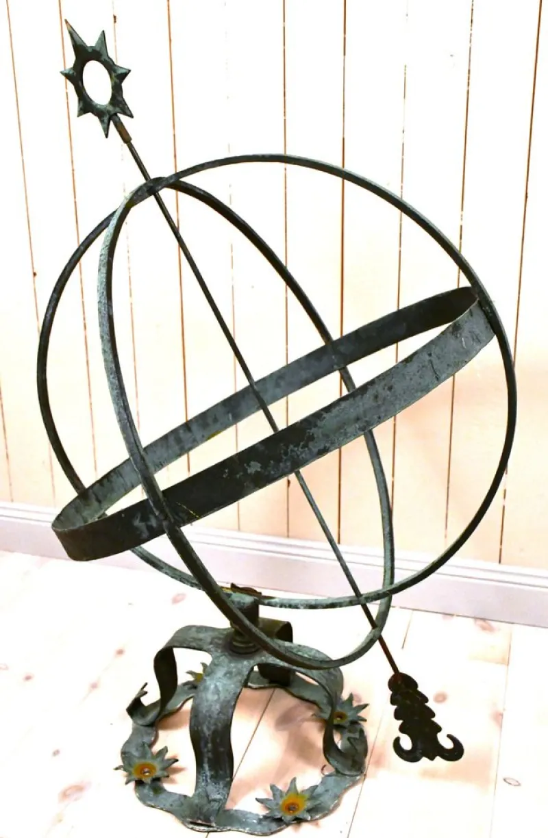 Pamono Large Swedish Garden Wrought Copper Sundial, 1950s> Garden Accessories