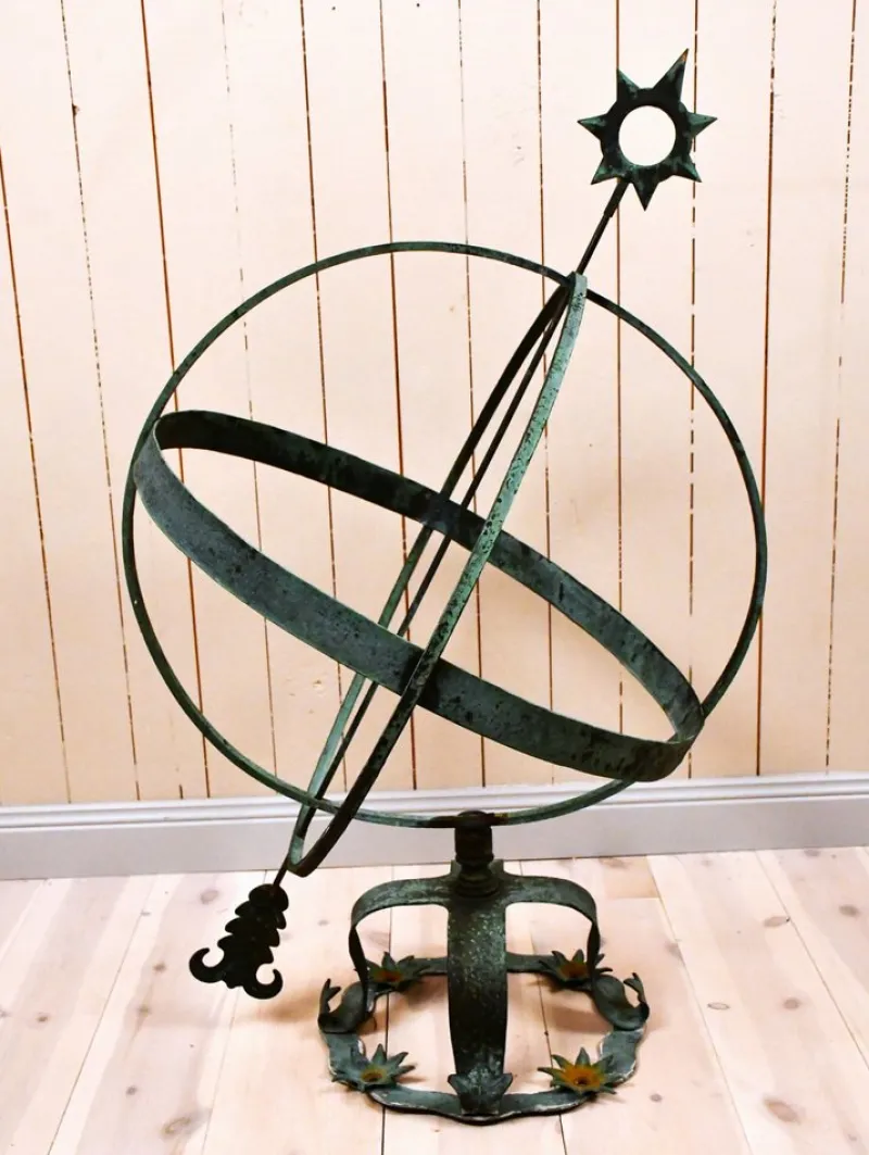 Pamono Large Swedish Garden Wrought Copper Sundial, 1950s> Garden Accessories