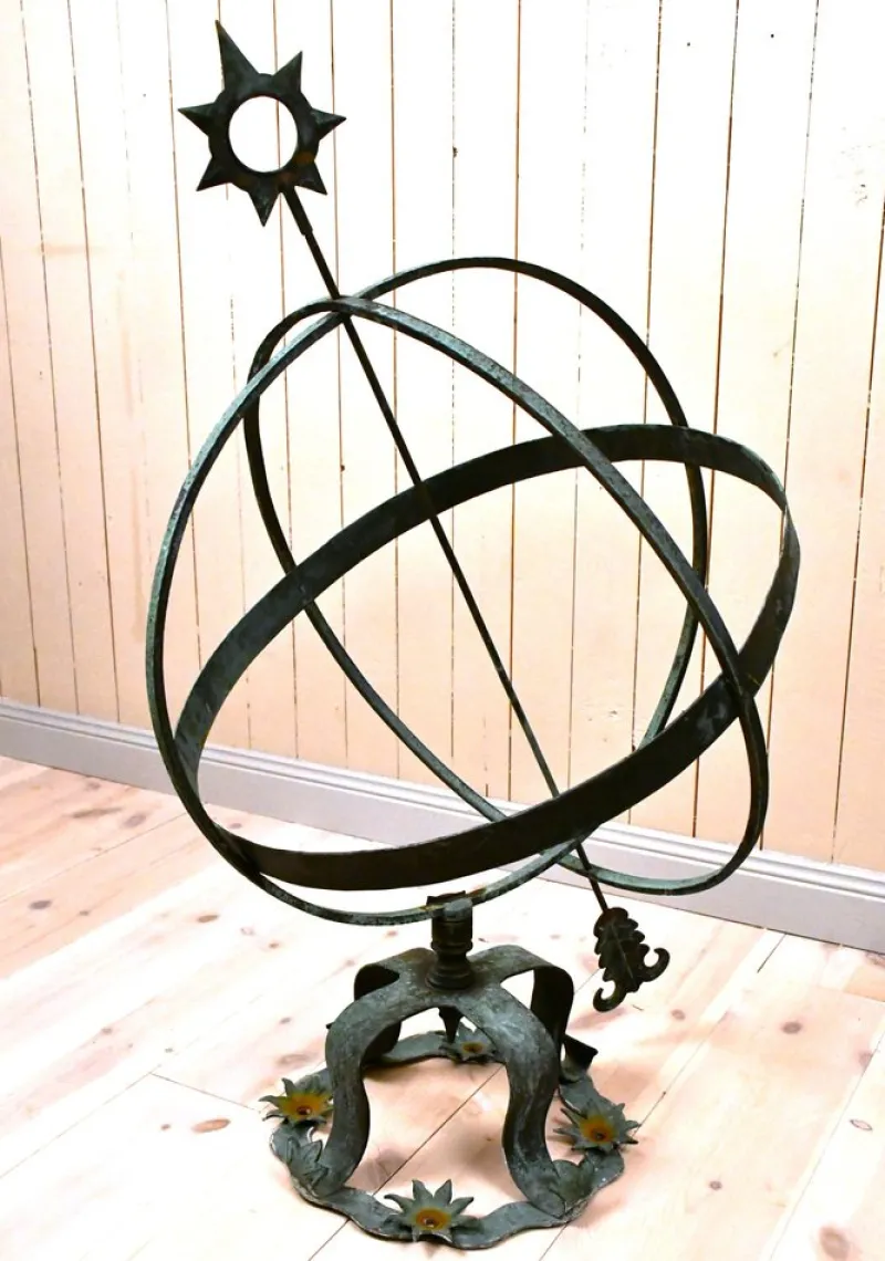 Pamono Large Swedish Garden Wrought Copper Sundial, 1950s> Garden Accessories