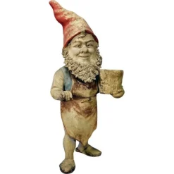 Pamono Large Terracotta Garden Gnome with Flower Pot, Germany, 1920s> Garden Accessories