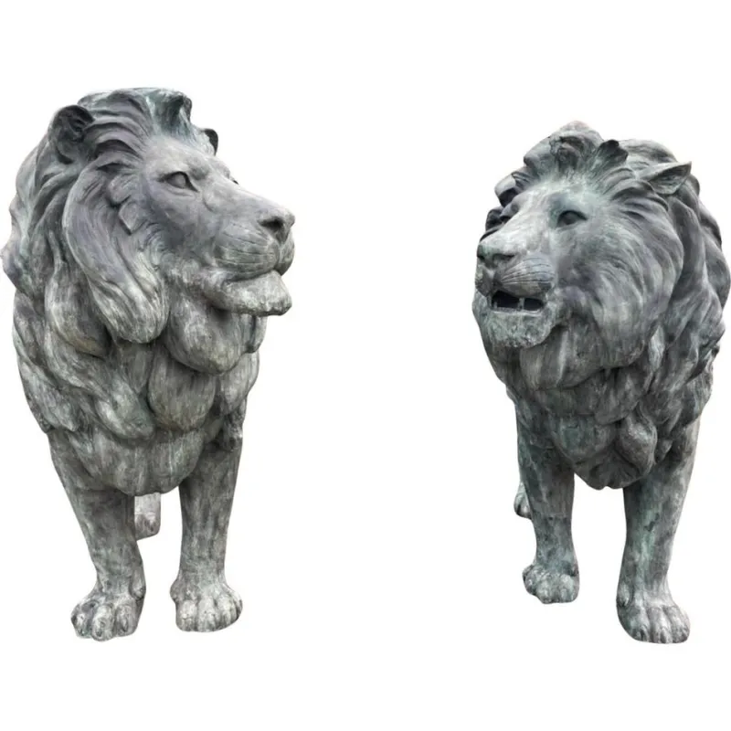 Online Pamono Large 20th Century Bronze Lions, Set of 2