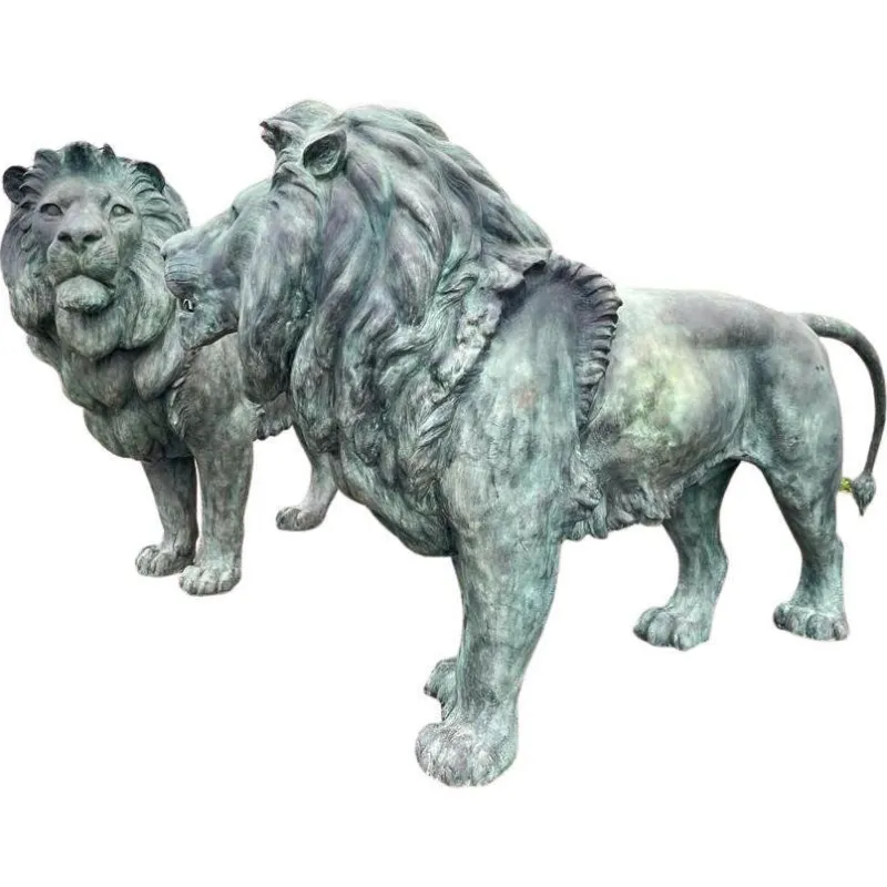 Online Pamono Large 20th Century Bronze Lions, Set of 2