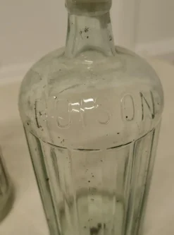 Pamono Large 19th Century Clear Glass Pharmacy Poison Bottles, Unkns, Set of 2><noscript><img width=
