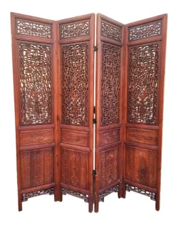 Sale Pamono Large 20th Century Screen in Carved Wood and Mirror, Asia