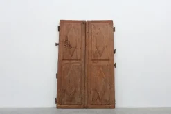 New Pamono Large 17th Century Terracotta Lacquered Oak Monastery Doors, Portugal, Set of 2