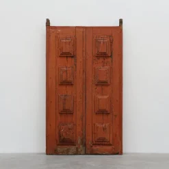 Sale Pamono Large 17th Century Terracotta Lacquered Oak Monastery Doors, Portugal, Set of 2