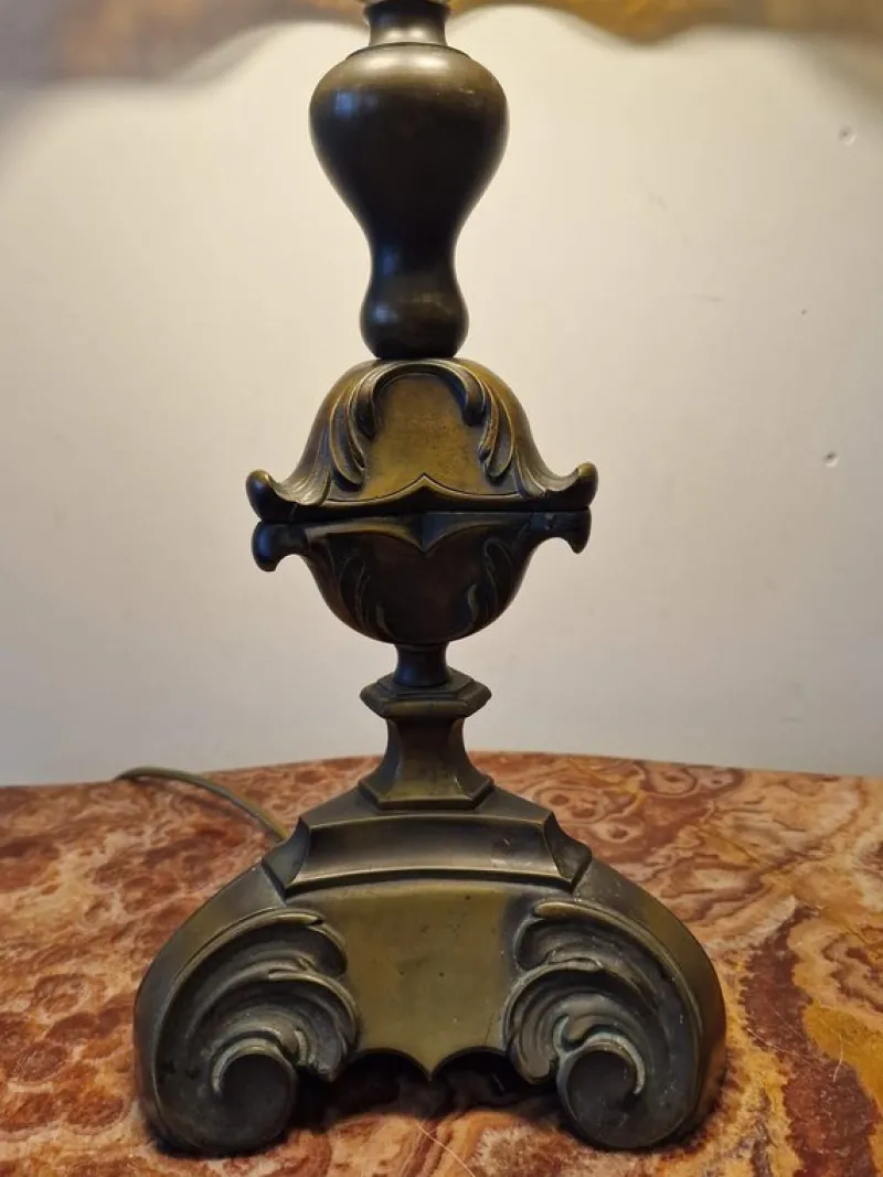 Best Pamono Large Tiffany Style Table Lamp in Brass