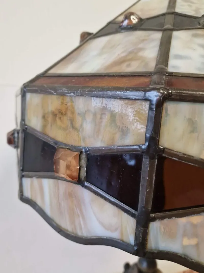 Best Pamono Large Tiffany Style Table Lamp in Brass