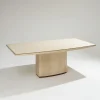 Sale Pamono Large Travertine and Brass Dining Table, 1970s