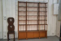 Pamono Large Turned Wood Bookcase, 1970s><noscript><img width=