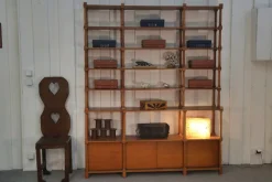 Pamono Large Turned Wood Bookcase, 1970s><noscript><img width=