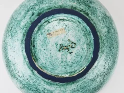 Pamono Large Turquoise Ceramic Fruit Bowl by Eva Ruffoni, Italy, 1980s><noscript><img width=