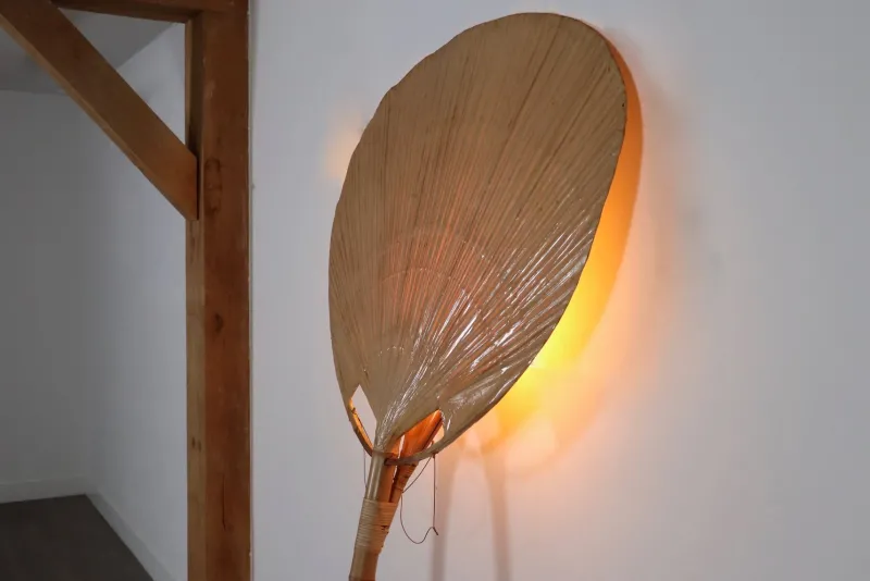Pamono Large Uchiwa Floor Lamp by Ingo Maurer for M Design, Germany, 1977> Floor Lamps