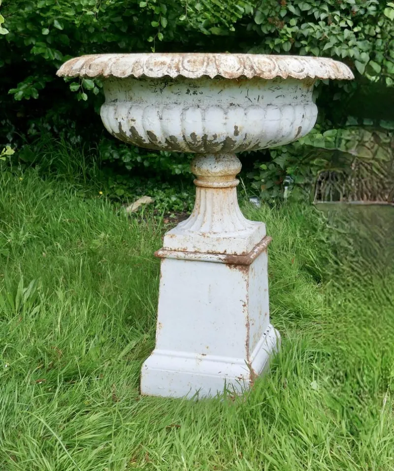 Pamono Large Victorian Garden Urns in Cast Iron, 1900, Set of 2> Garden Accessories
