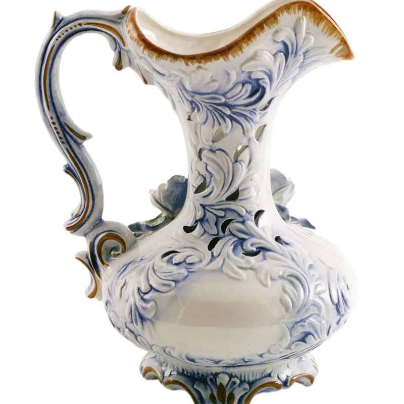 Best Pamono Large Vintage Baroque Style Italian Porcelain Pitcher, 1930s