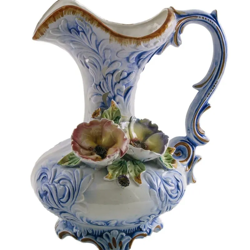 Best Pamono Large Vintage Baroque Style Italian Porcelain Pitcher, 1930s