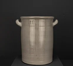 Pamono Large Vintage Brown Gray Enameled Earthenware Pot, 1930s> Vases