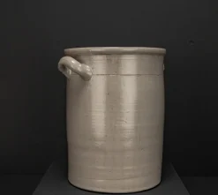 Pamono Large Vintage Brown Gray Enameled Earthenware Pot, 1930s><noscript><img width=