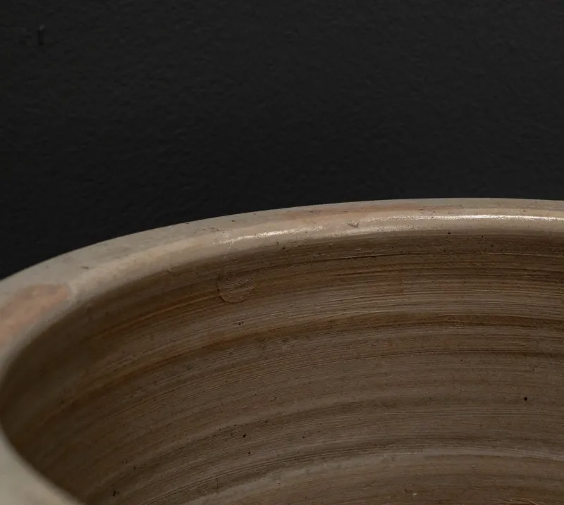 Pamono Large Vintage Brown Gray Enameled Earthenware Pot, 1930s> Vases