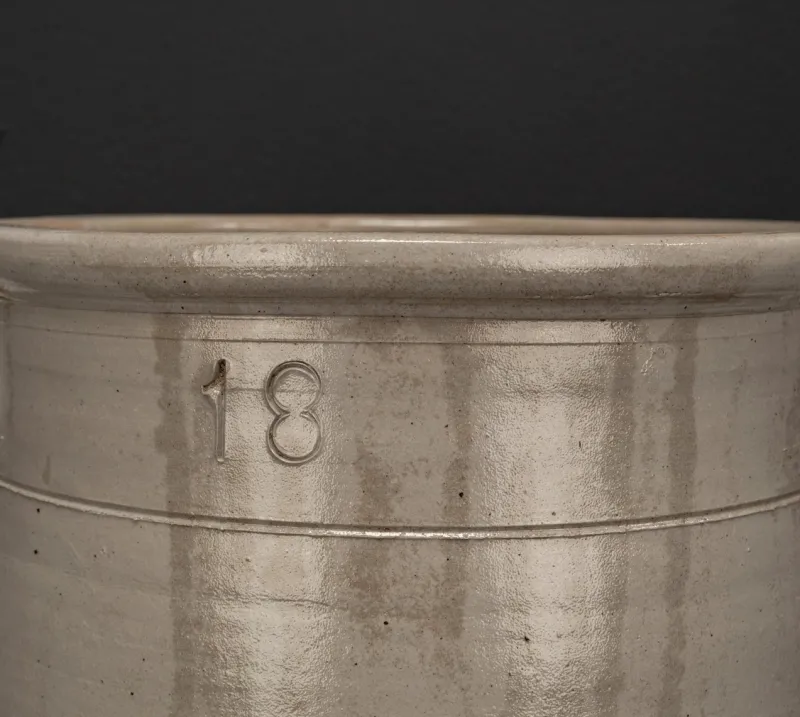 Pamono Large Vintage Brown Gray Enameled Earthenware Pot, 1930s> Vases