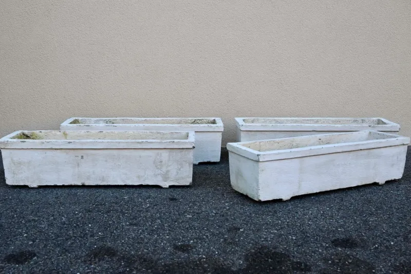 Pamono Large Vintage Concrete Planters, 1960s, Set of 4> Planters And Jardiniere
