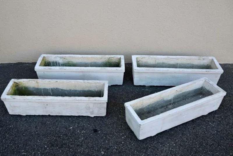 Pamono Large Vintage Concrete Planters, 1960s, Set of 4> Planters And Jardiniere