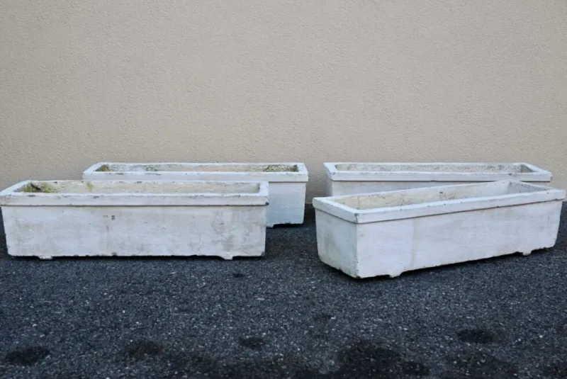 Pamono Large Vintage Concrete Planters, 1960s, Set of 4> Planters And Jardiniere