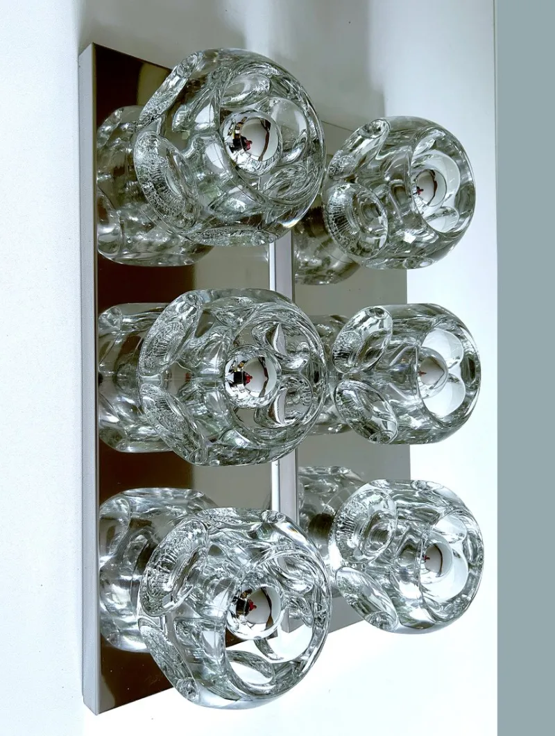 Pamono Large Vintage Glass Sconces from Peill & Putzler, 1970s, Set of 2> Wall Lights & Sconces