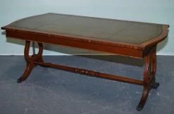 New Pamono Large Vintage Hunter Green Leather Topped Coffee Table