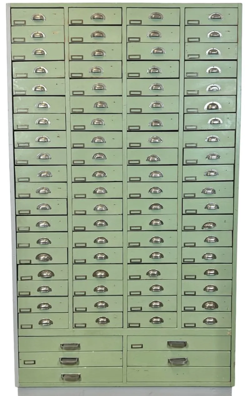 Sale Pamono Large Vintage Industrial Green Drawer Cabinet, 1960s