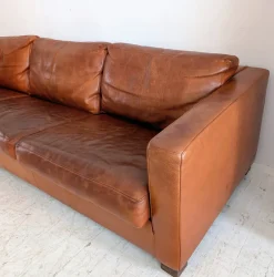 Sale Pamono Large Vintage Italian Cognac Leather Low Slung Sofa from Molinari, 1980s