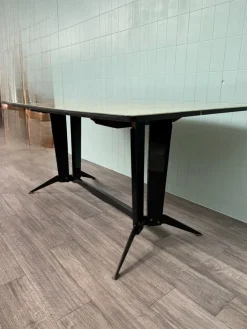 Pamono Large Vintage Italian Dining Table in Metal and Glass, 1960s><noscript><img width=