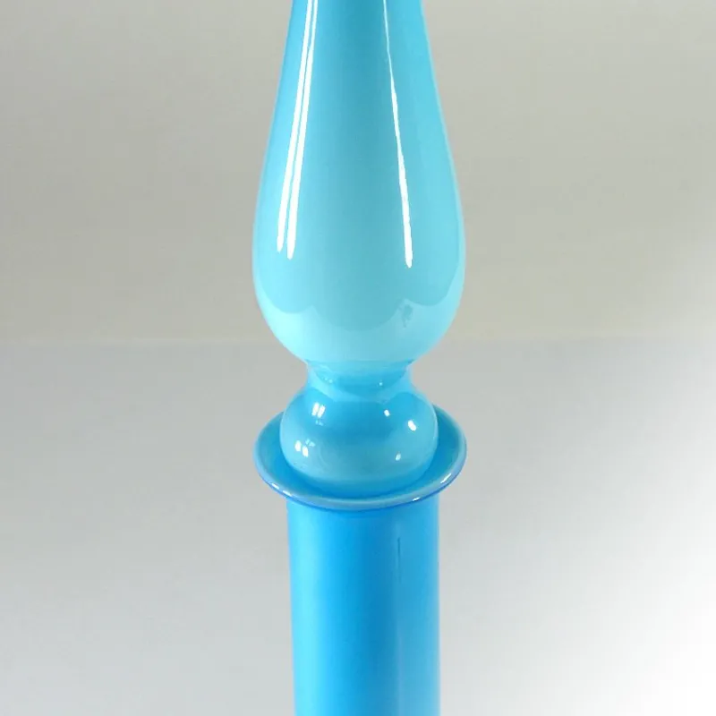 New Pamono Large Vintage Italian Empoli Blue Cased Glass Genie Bottle Decanter, 1960s