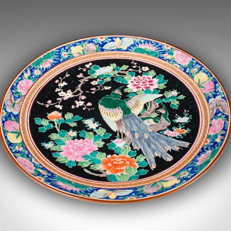 Pamono Large Vintage Japanese Decorative Serving Plate, 1940s> Serving Dishes