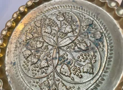 Best Pamono Large Vintage Moroccan Round Tray in Embossed Brass, 1950s
