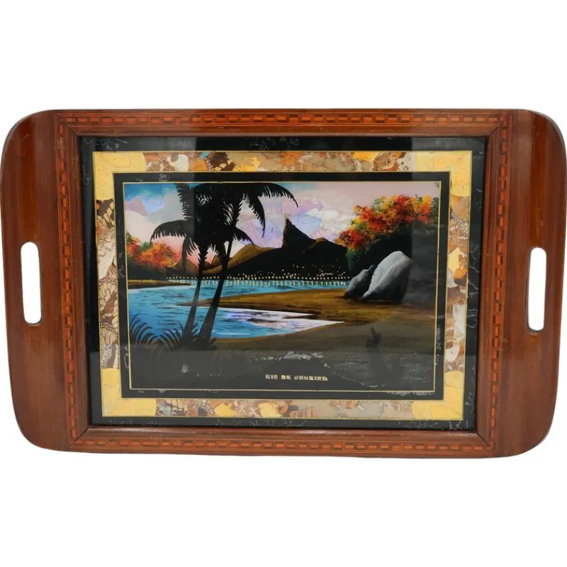 New Pamono Large Vintage Morpho Butterfly Wings Serving Tray